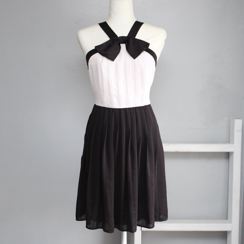 Prabal Gurung X Target Black White Tie Pintuck Pleated Tuxedo Mini Dress Size 8